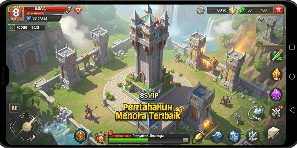 Tampilan gameplay Tower Defense yang mendebarkan dalam 8SVIP.