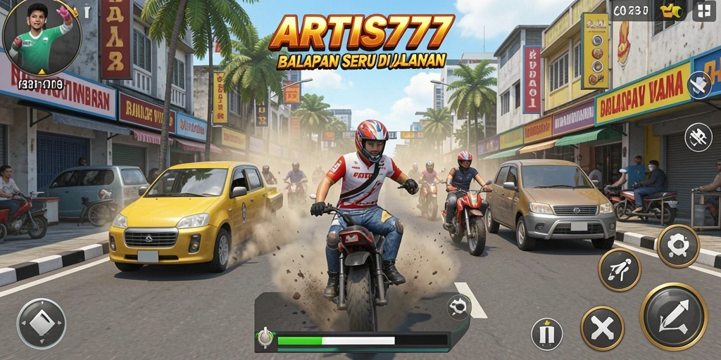 Screenshot ARTIS777 menampilkan aksi balapan yang mendebarkan.