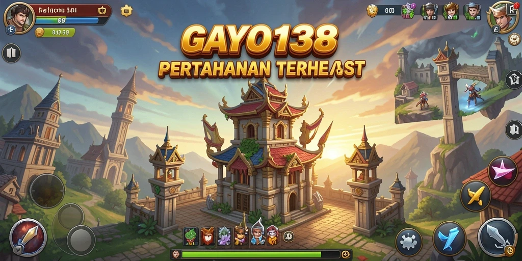Tangkapan layar GAYO138 menunjukkan aksi menara bertahan melawan gelombang musuh yang seru.