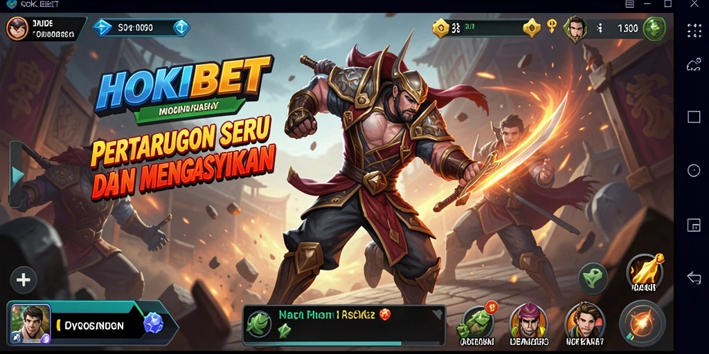 Tangkapan layar HOKIBET menampilkan pertarungan seru dengan karakter yang beraksi.