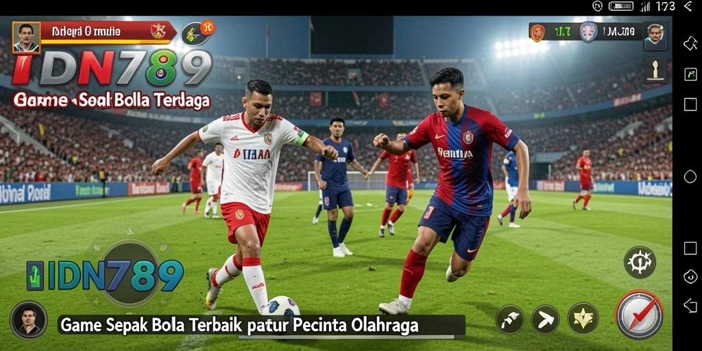 Screenshot IDN789 menampilkan aksi dramatis dalam permainan sepak bola.