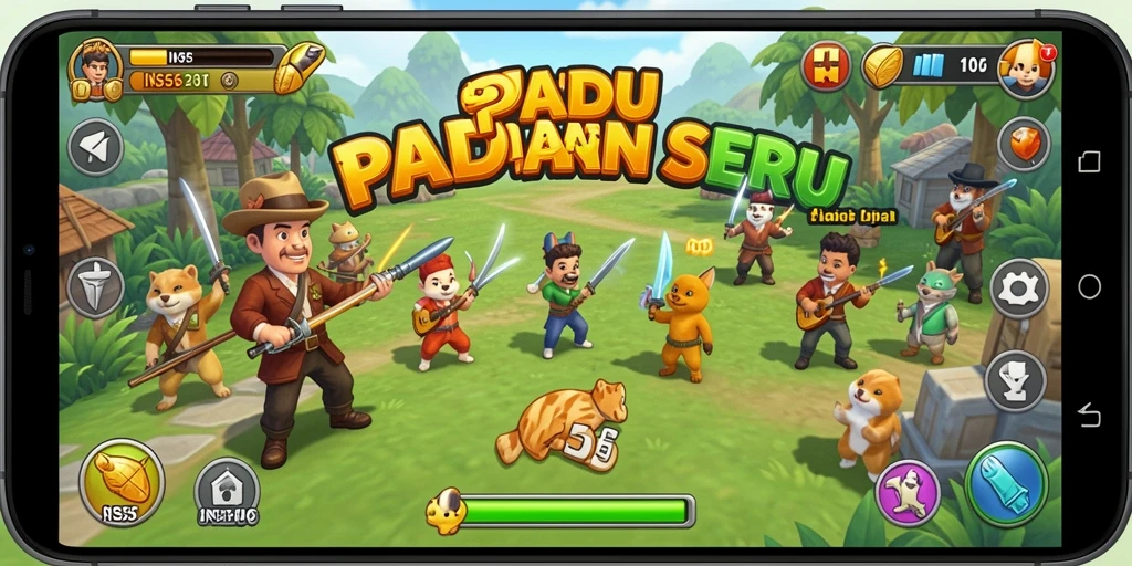 Tangkapan layar menampilkan gameplay seru di INS55 dengan elemen yang berwarna-warni.