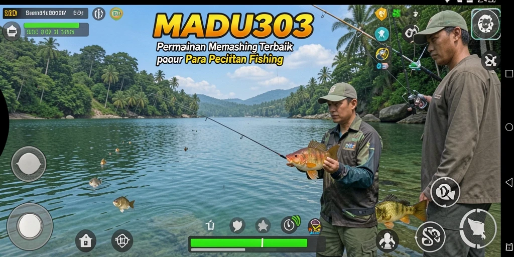 Tampilan gameplay MADU303 yang menampilkan aksi memancing.