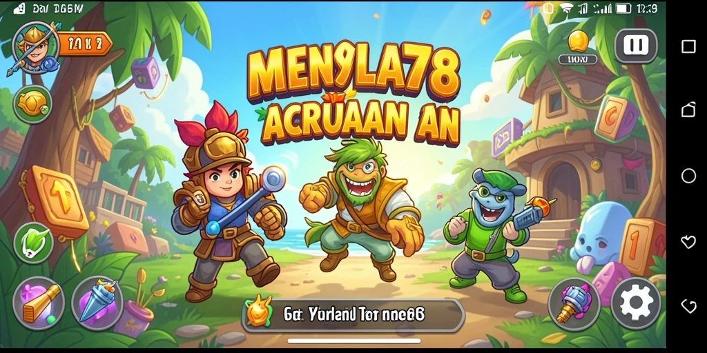 Tampilan gameplay MENYALA78 yang penuh warna dan aksi.