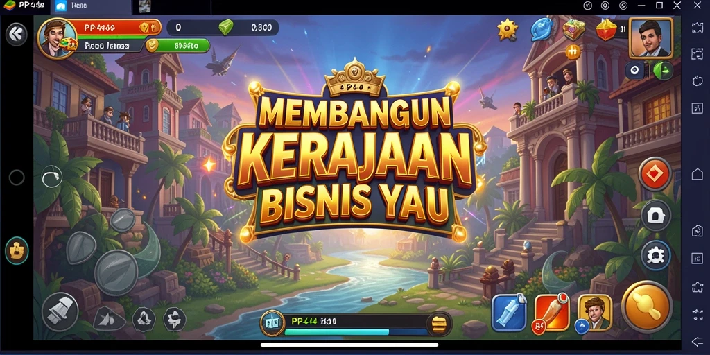 Tampilan gameplay menarik di PP444 saat membangun kerajaan bisnis.