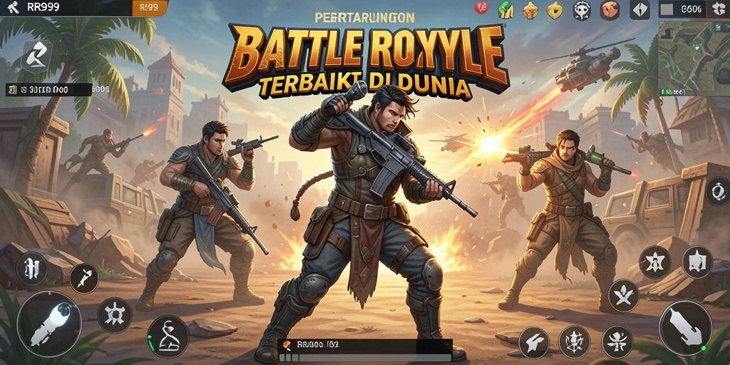 Tampilan menarik dari gameplay Battle Royale di RR999.