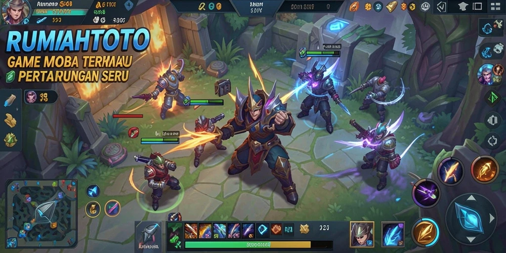 Tampilan gameplay seru RUMAHTOTO dengan pertarungan dinamis.