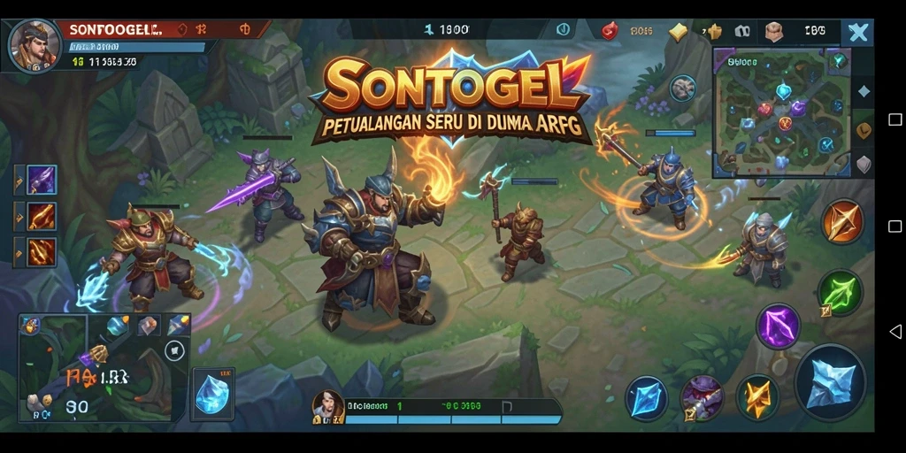 Screenshot gameplay <strong>SONTOGEL</strong> menampilkan pertarungan seru di dunia fantasi.