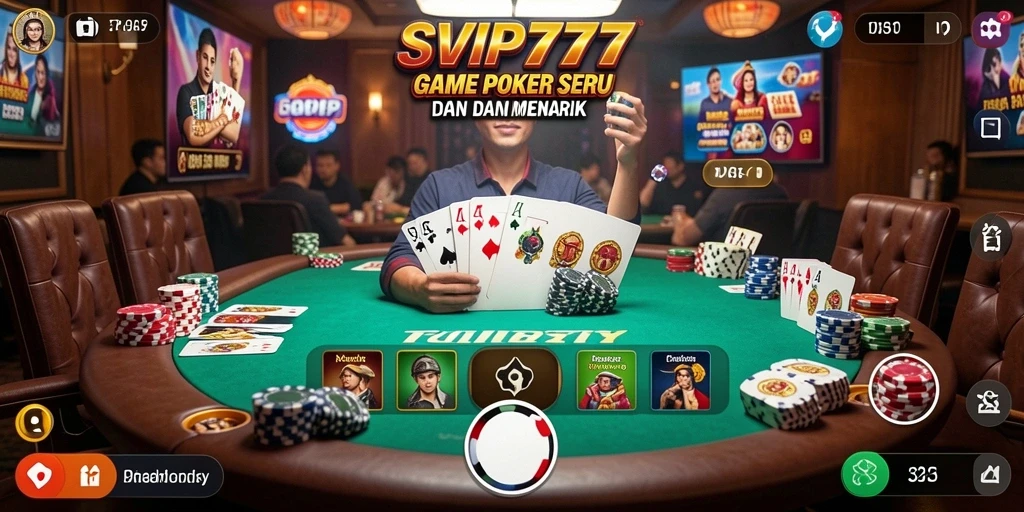 Screenshot gameplay SVIP777 menampilkan aksi seru permainan Poker.