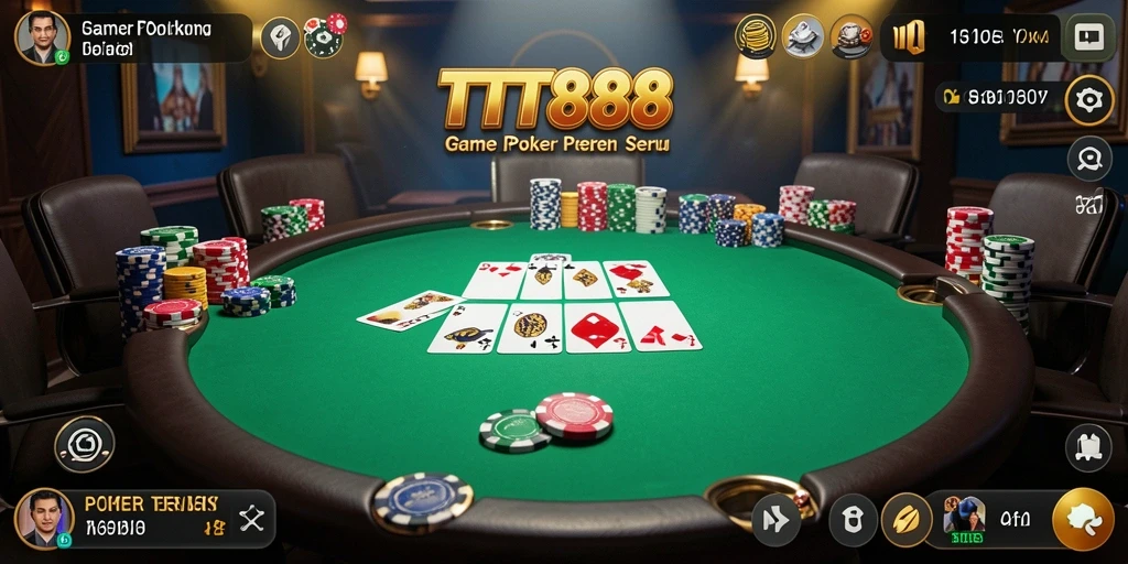 Screenshot gameplay TTT888 menampilkan aksi seru poker di meja permainan.